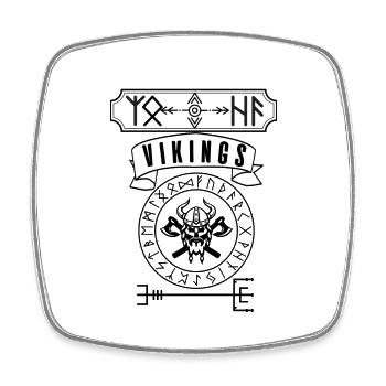 Vikings Viking Odin Warrior Rune Black - Square fridge magnet - white - Front
