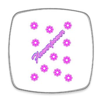 Flowerpower - Magnet carré - blanc - Devant