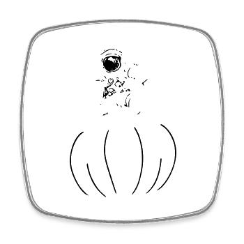 Astronaut Rides Pumpkin Halloween Space Vector - Square fridge magnet - white - Front