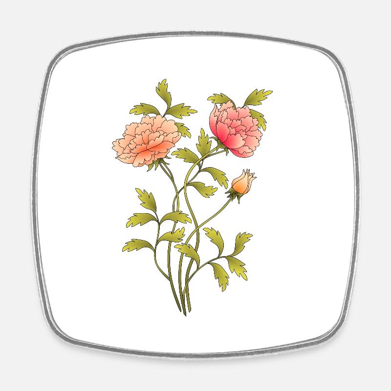 Blumen - Viereckiger Kühlschrankmagnet - Weiß
