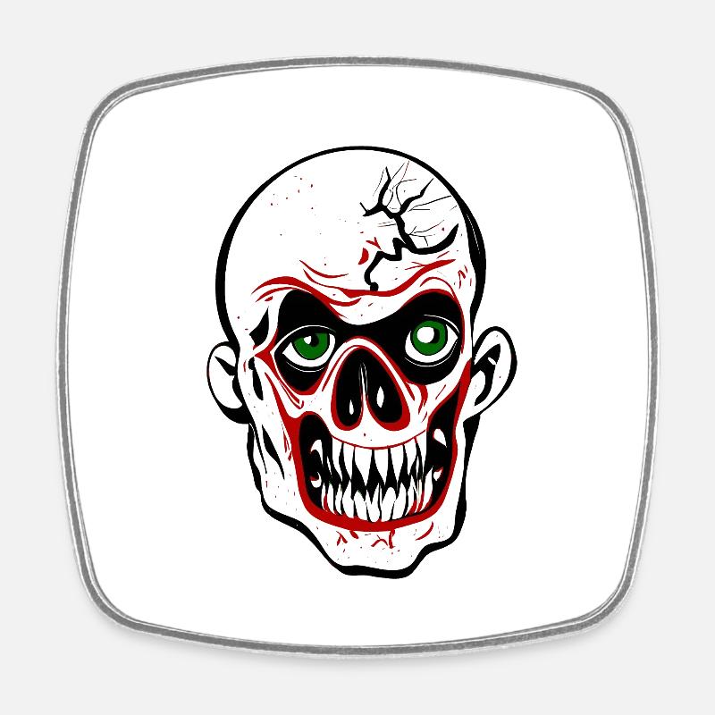 Halloween Clown Zombie Head - Square fridge magnet - white