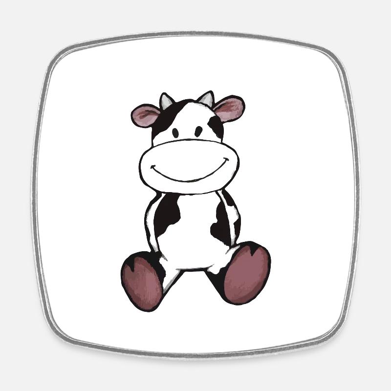 Vache heureuse - Magnet carré - blanc