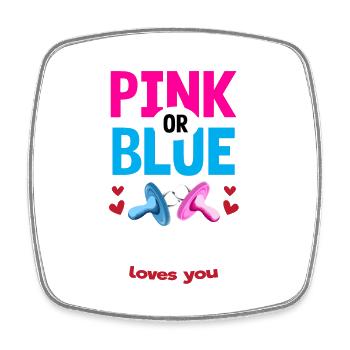 Pink or Blue Gramp Loves You Gender Reveal Party - Viereckiger Kühlschrankmagnet - Weiß - Vorne