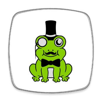 Sir Frosch Gentlemen Zylinder - Viereckiger Kühlschrankmagnet - Weiß - Vorne