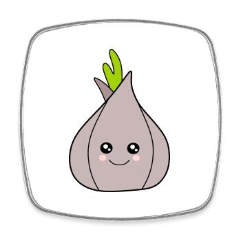 Kawaii Gemüse Zwiebel Knoblauch lustige Geschenke - Viereckiger Kühlschrankmagnet - Weiß - Vorne