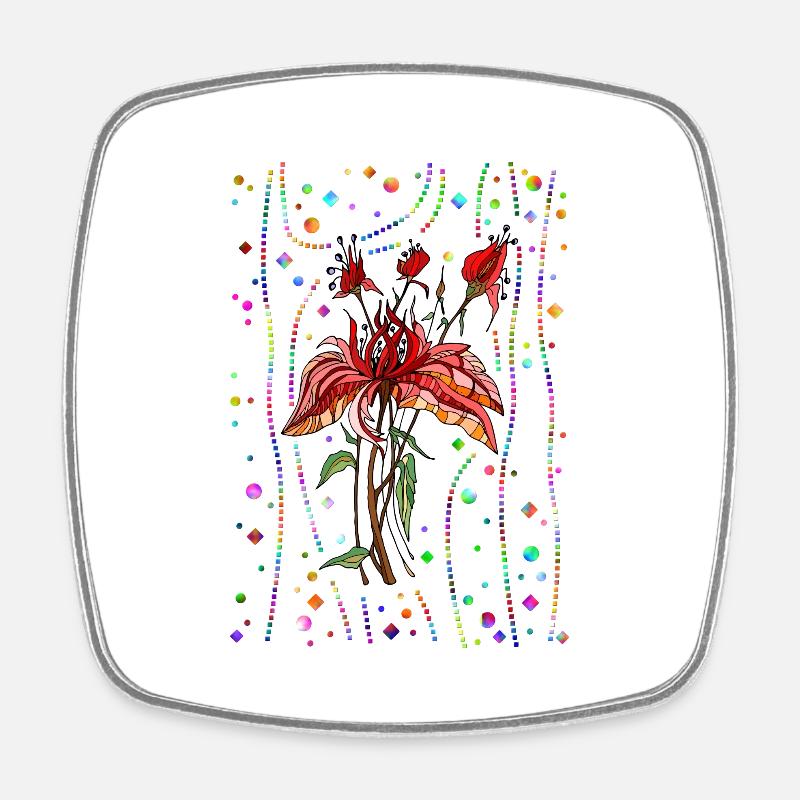 Fleur - Magnet carré - blanc