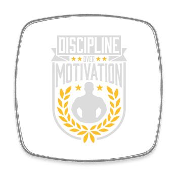 Citation de discipline sur la motivation - Magnet carré - blanc - Devant