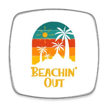 Beachin' Out Beach Couples Ocean Lovers Drôle - Magnet carré - blanc - Devant