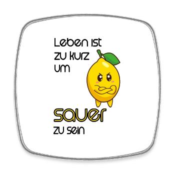 Zitrone Comic Lustig mit Spruch - Viereckiger Kühlschrankmagnet - Weiß - Vorne