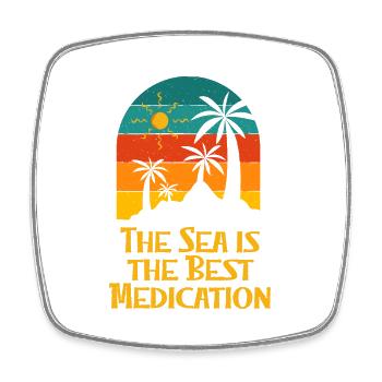 La mer est le meilleur médicament Beach Motivational - Magnet carré - blanc - Devant