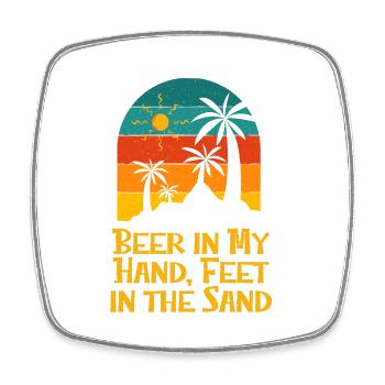 Beer in My Hand Feet in the Sand Beach Drinking - Viereckiger Kühlschrankmagnet - Weiß - Vorne