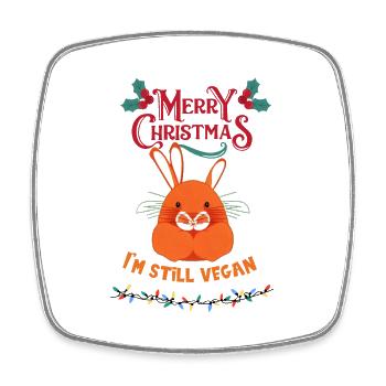 Rabbit Christmas Vegan /I'm still vegan - Square fridge magnet - white - Front
