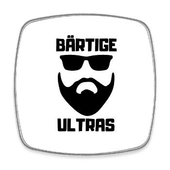 Bärtige Ultras mit Sonnenbrille Gesicht - Viereckiger Kühlschrankmagnet - Weiß - Vorne