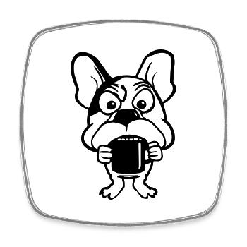 Hund mit Kaffeetasse Kaffeetrinker Geschenkidee - Viereckiger Kühlschrankmagnet - Weiß - Vorne