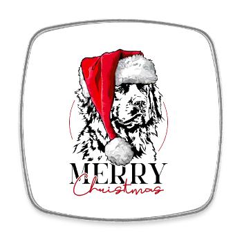 Santa LEONBERGER Merry Christmas Dogs Wilsigns - Square fridge magnet - white - Front
