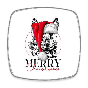 Santa MUDI Joyeux Noël Chiens Wilsigns - Magnet carré - blanc - Devant