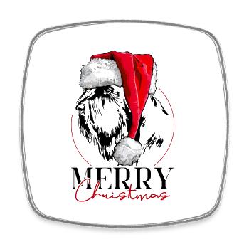 Père Noël GÉANT SCHNAUZER Joyeux Noël Wilsigns - Magnet carré - blanc - Devant