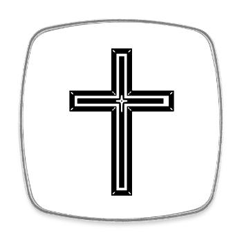 Cross - Square fridge magnet - white - Front