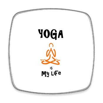 Yoga - Viereckiger Kühlschrankmagnet - Weiß - Vorne