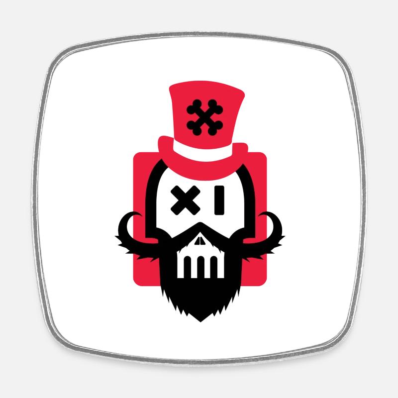 Bearded skull red - Square fridge magnet - white
