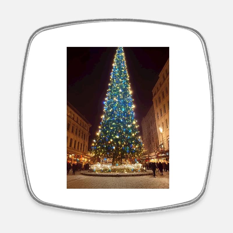 Tall Christmas Tree - Square fridge magnet - white