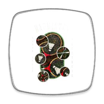 Badminton Badminton Sport Player Vintage Rétro - Magnet carré - blanc - Devant