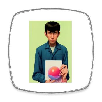 Bubble Gum Kunst Bild - Selfie Artwork on LSD - Viereckiger Kühlschrankmagnet - Weiß - Vorne
