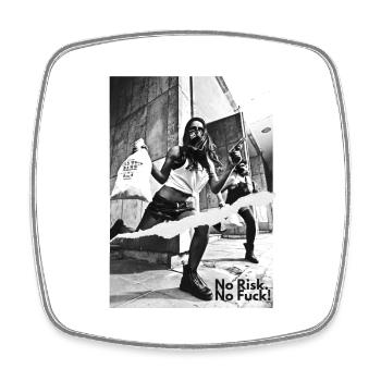 NRNF photo motif noir blanc scénario de braquage de banque - Magnet carré - blanc - Devant