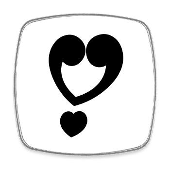 Exclamation mark heart - Square fridge magnet - white - Front