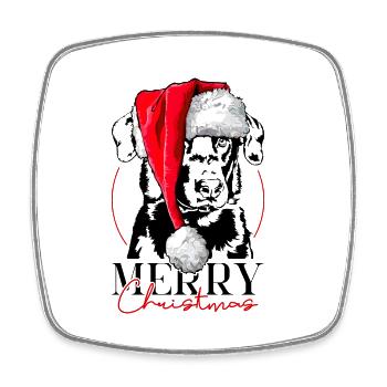 Père Noël joyeux BEAUCERON Joyeux Noël Chiens Wilsigns - Magnet carré - blanc - Devant