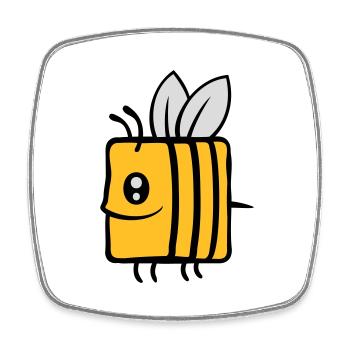Square little cute bee - Square fridge magnet - white - Front