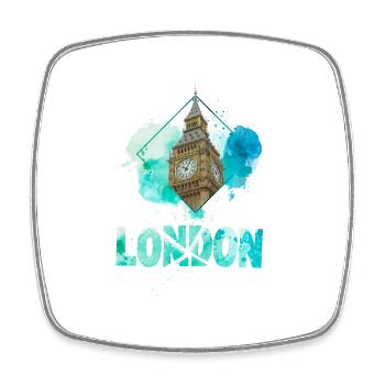 London England UK Stadt Skyline Splash Bunt - Viereckiger Kühlschrankmagnet - Weiß - Vorne