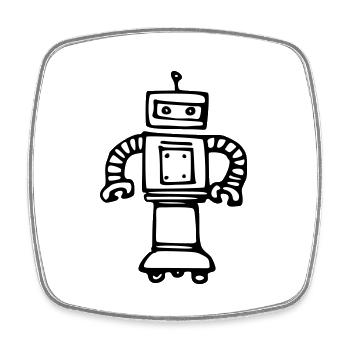 Robot 77a0re9 - Magnet carré - blanc - Devant