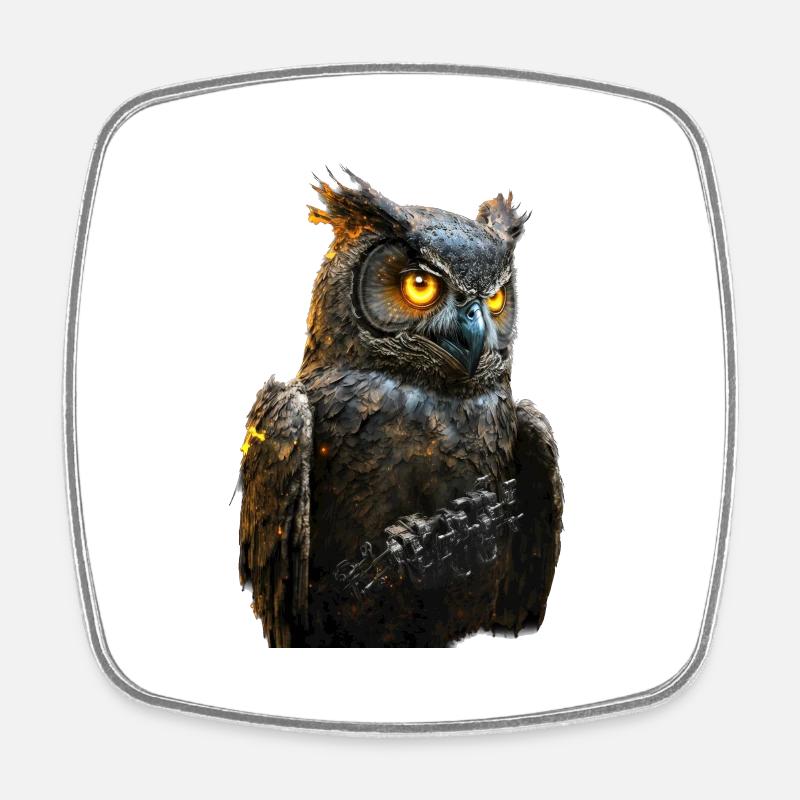 Owl III - Square fridge magnet - white