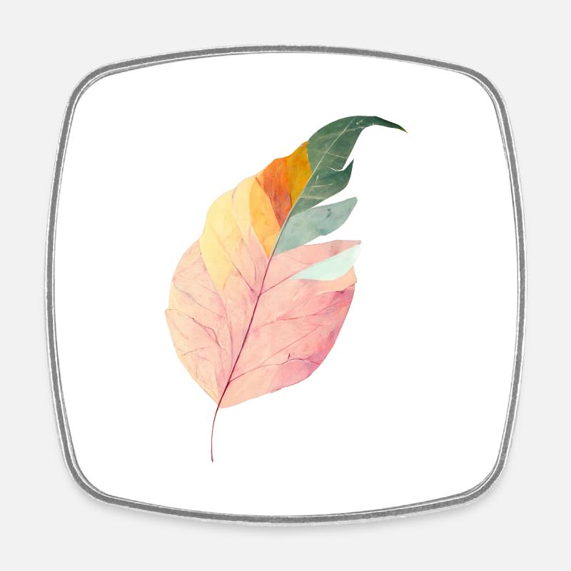 Feuille colorée - Illustration végétale stylisée - Magnet carré - blanc