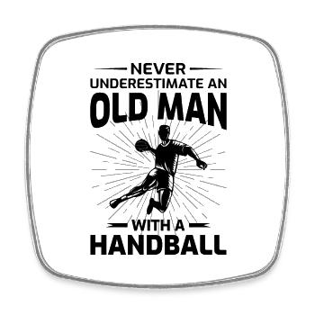 Alter Mann Handballspieler Handballer Papa Opa - Viereckiger Kühlschrankmagnet - Weiß - Vorne