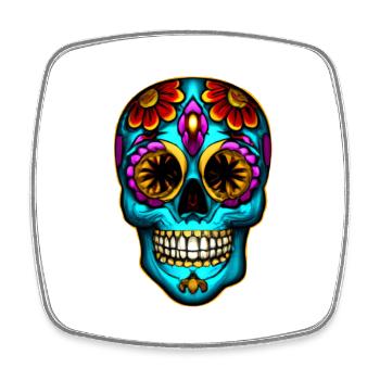 Skull Mexican Style, Día de Muertos - Viereckiger Kühlschrankmagnet - Weiß - Vorne