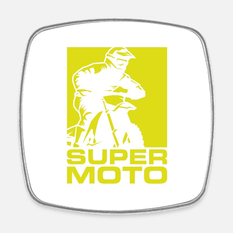 SUPER MOTO silhouette - Square fridge magnet - white