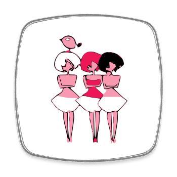3 Frauen und der Vogel - Viereckiger Kühlschrankmagnet - Weiß - Vorne