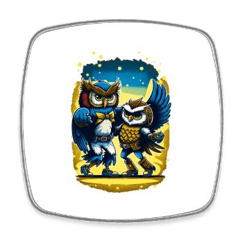 The dancing Owls - Nachteulen - Viereckiger Kühlschrankmagnet - Weiß - Vorne