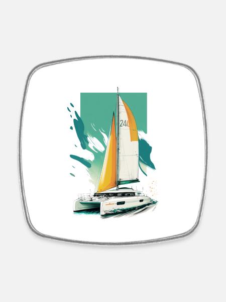 Catamaran = Adventure of Freedom - Square fridge magnet - white