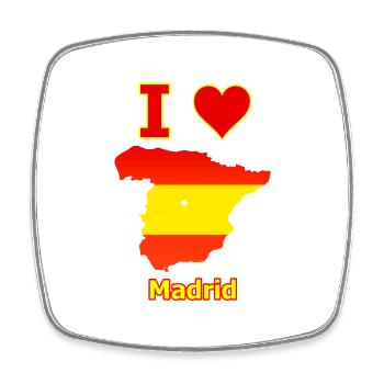 Spanienkarte mit der Stadt Madrid Flagge Karte - Viereckiger Kühlschrankmagnet - Weiß - Vorne