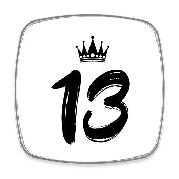 13 crown - Square fridge magnet - white - Front