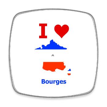 Frankreichkarte Flagge mit der Stadt Bourges - Viereckiger Kühlschrankmagnet - Weiß - Vorne
