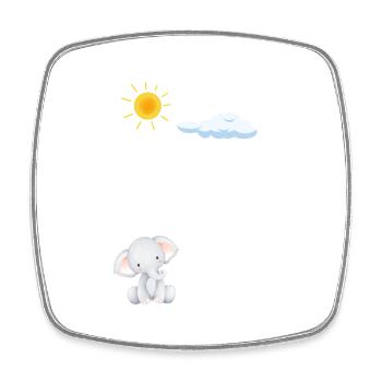 Éléphant mignon - Magnet carré - blanc - Devant