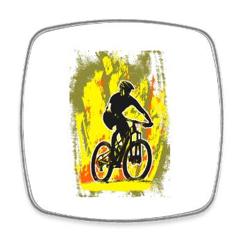 Downhill Mountainbike biken - Viereckiger Kühlschrankmagnet - Weiß - Vorne