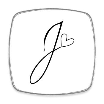 Buchstabe J Buchstabe-J Kalligrafie - Viereckiger Kühlschrankmagnet - Weiß - Vorne