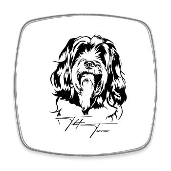 Tibet Terrier Portrait Hundeportrait Hund Wilsigns - Viereckiger Kühlschrankmagnet - Weiß - Vorne