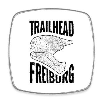 Mountain Bike T-Shirt Trailhead Freiburg - Square fridge magnet - white - Front