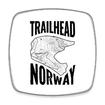 Mountain Bike T-Shirt Trailhead Norway - Square fridge magnet - white - Front